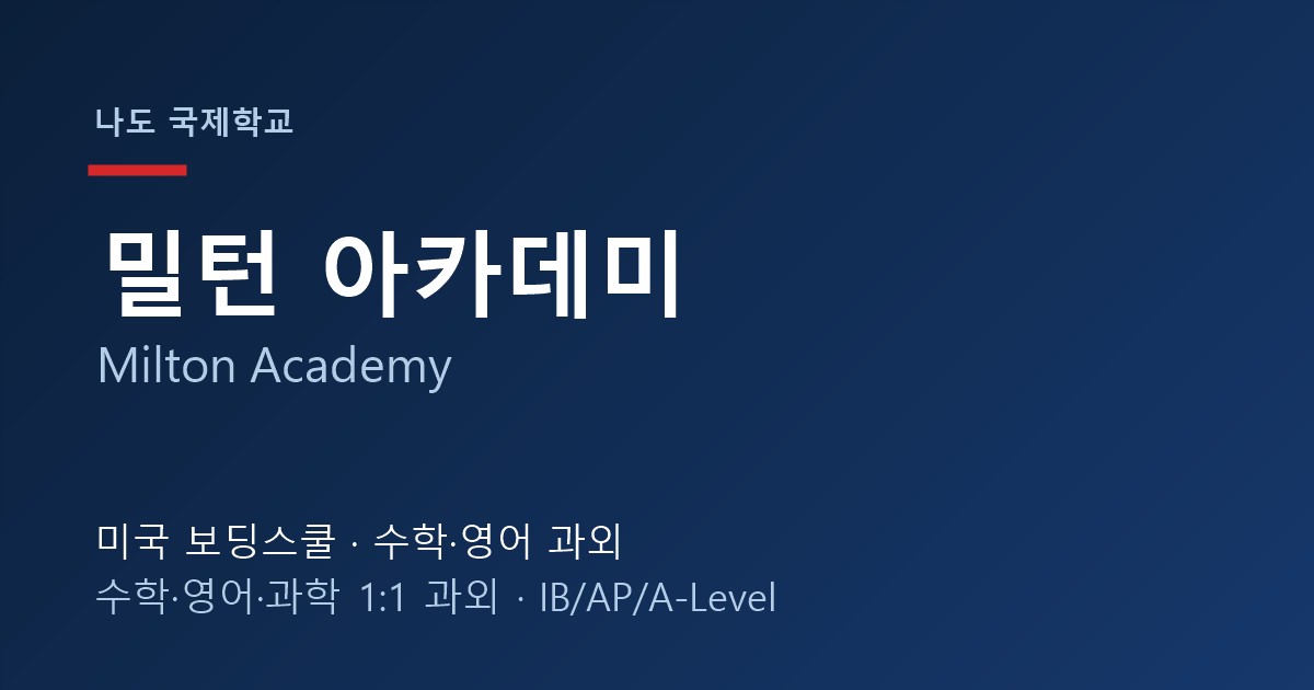 밀턴 아카데미 과외
